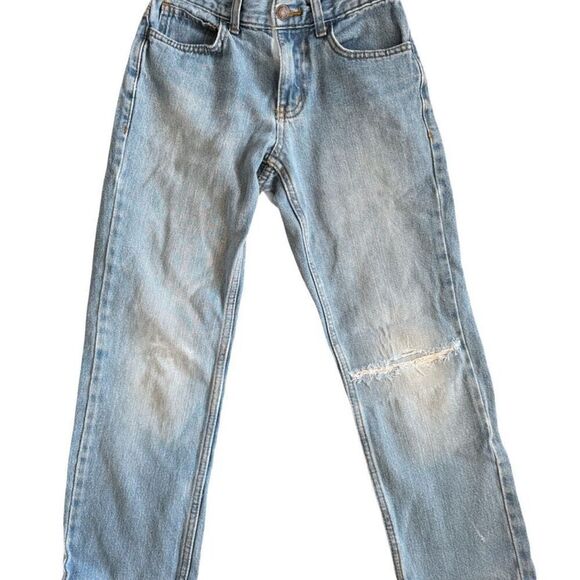 Cat & Jack boys size 8 light blue jean denim distressed straight regular adjusta - Picture 1 of 5